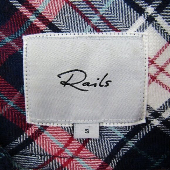 Rails Hunter Navy Blue Red Plaid Button Front Shirt Womens Size S Long Sleeve - Picture 6 of 11